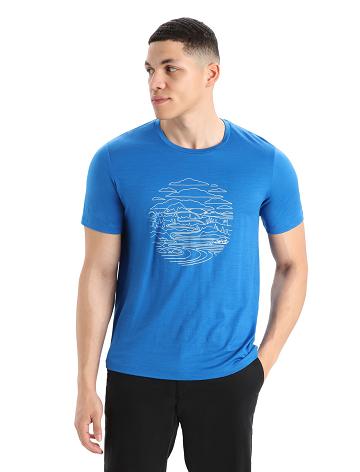 Lazurite Icebreaker Merino Tech Lite II Short Sleeve Pump Track Men's T Shirts | AU 1198FDNM